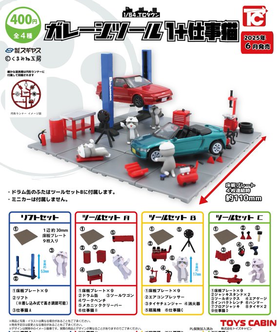 1/64TCタウン ガレージツール1+仕事猫【トイズキャビン】