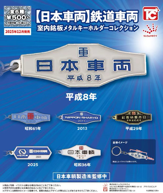 日本車両 鉄道車両 室内銘板 メタルキーホルダーコレクション【トイズ